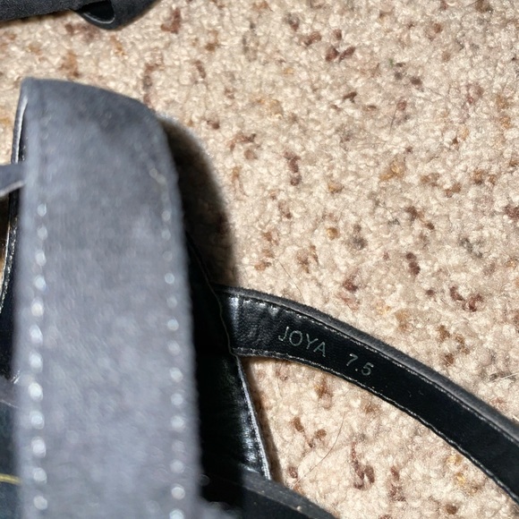 Platform Block Heel Pumps Slingback Black Skyscraper Heels Buckle Open Toe 7.5 - Picture 6 of 6